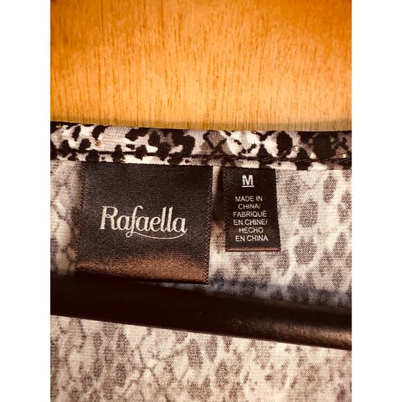 Rafaella Women's Black & Gray Snake Print Blouse Top Flared Sleeves Size M - Picture 6 of 9